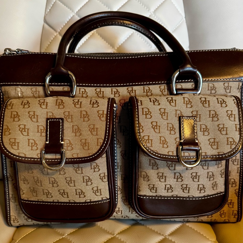 Brown and Tan Signature Dooney and Bourke Handbag
